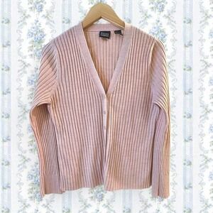 Hillard & Hanson Women's Medium Baby Pink Button Up Cardigan